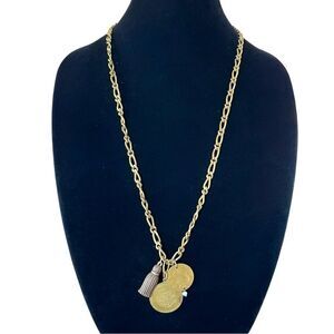 Vintage Brass Coin Charm Necklace